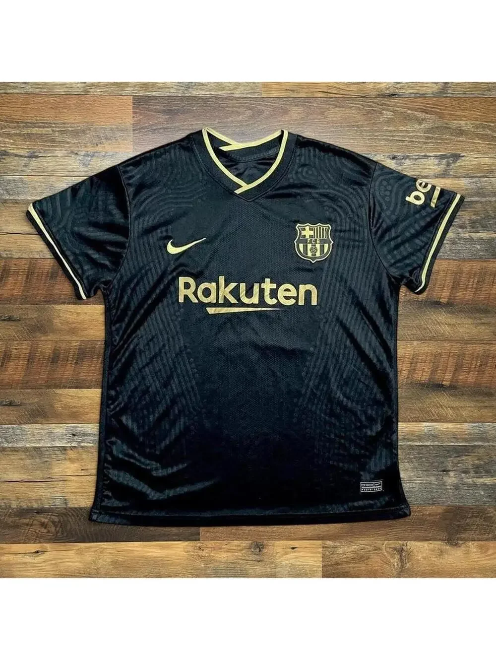Nike FC Barcelona Black Gold 2020/21 Away Soccer Jersey Men’s XL.